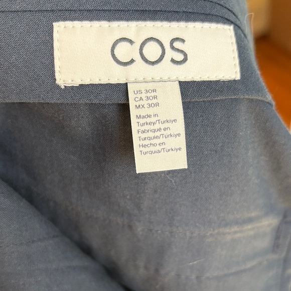 COS Dark Navy Tapered Pants Cotton Minimalist Tailored Trousers 8-10 Like New - Picture 5 of 8
